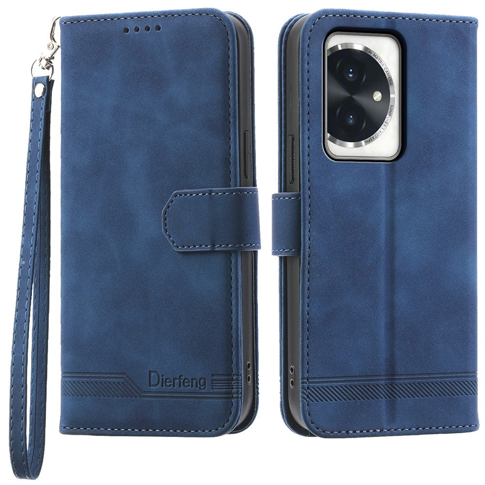 DIERFENG DF-03 for Honor 100 5G Line Texture Leather Phone Case Stand Wallet