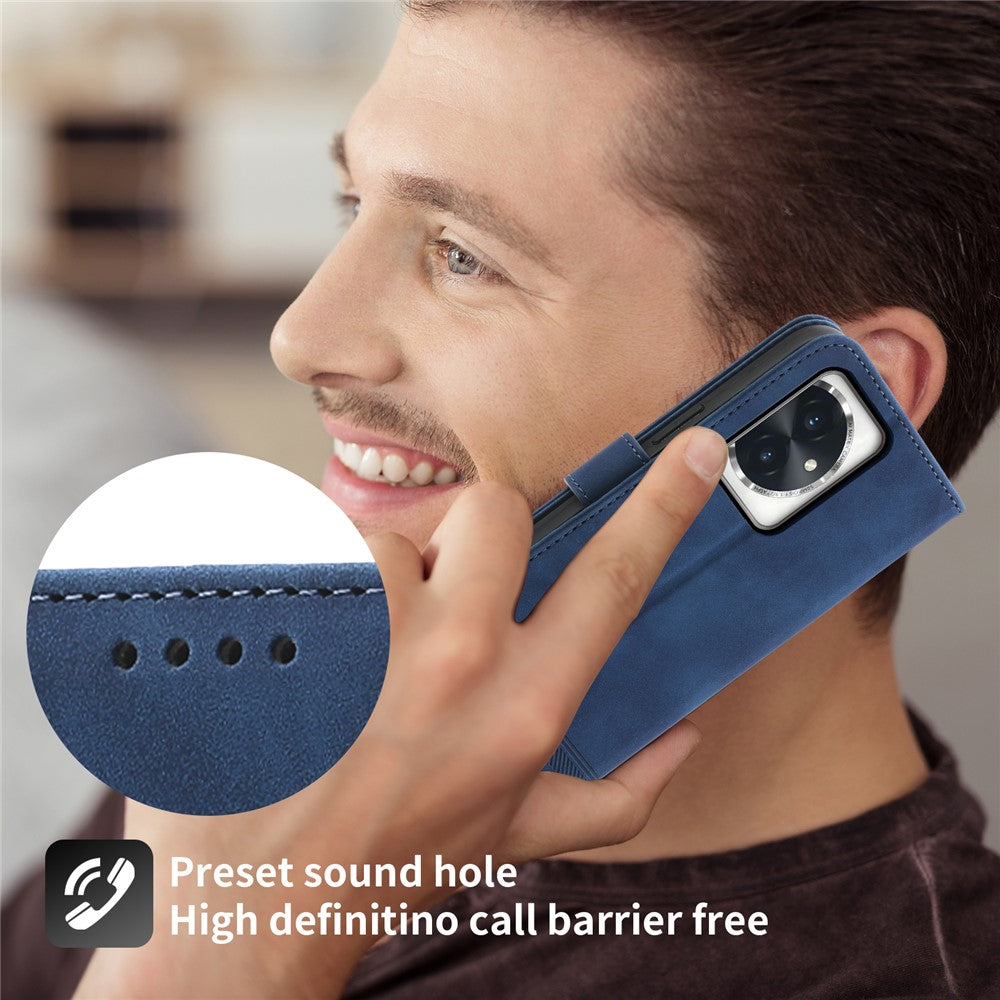 DIERFENG DF-03 for Honor 100 5G Line Texture Leather Phone Case Stand Wallet