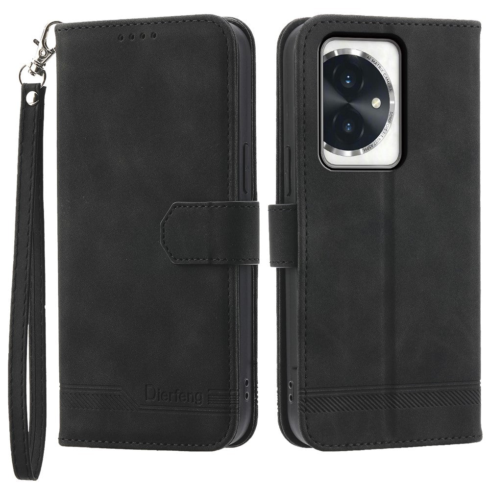 DIERFENG DF-03 for Honor 100 5G Line Texture Leather Phone Case Stand Wallet