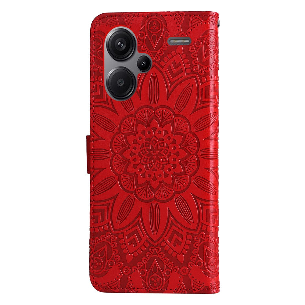 For Xiaomi Redmi Note 13 Pro+ 5G Leather Case Wallet Cover Stand with Strap, Sunflower Pattern