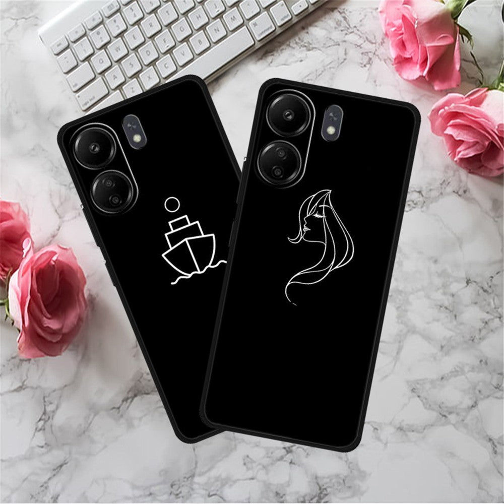 For Xiaomi Redmi 13C 4G / Poco C65 4G Phone Case TPU Back Cover Linear Pattern Printing