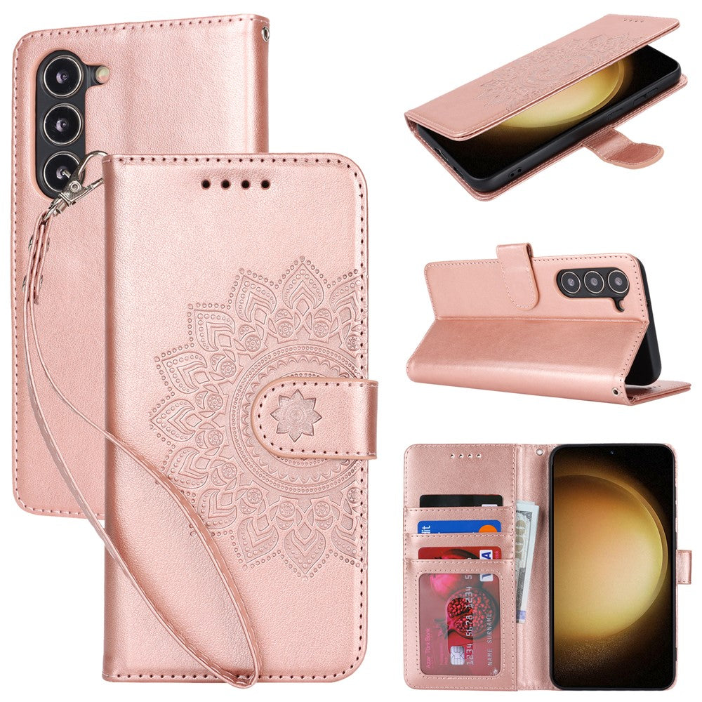 Galaxy S23 Wallet-Hülle – Mit Musterdruck, Kartenfächer & Riemen