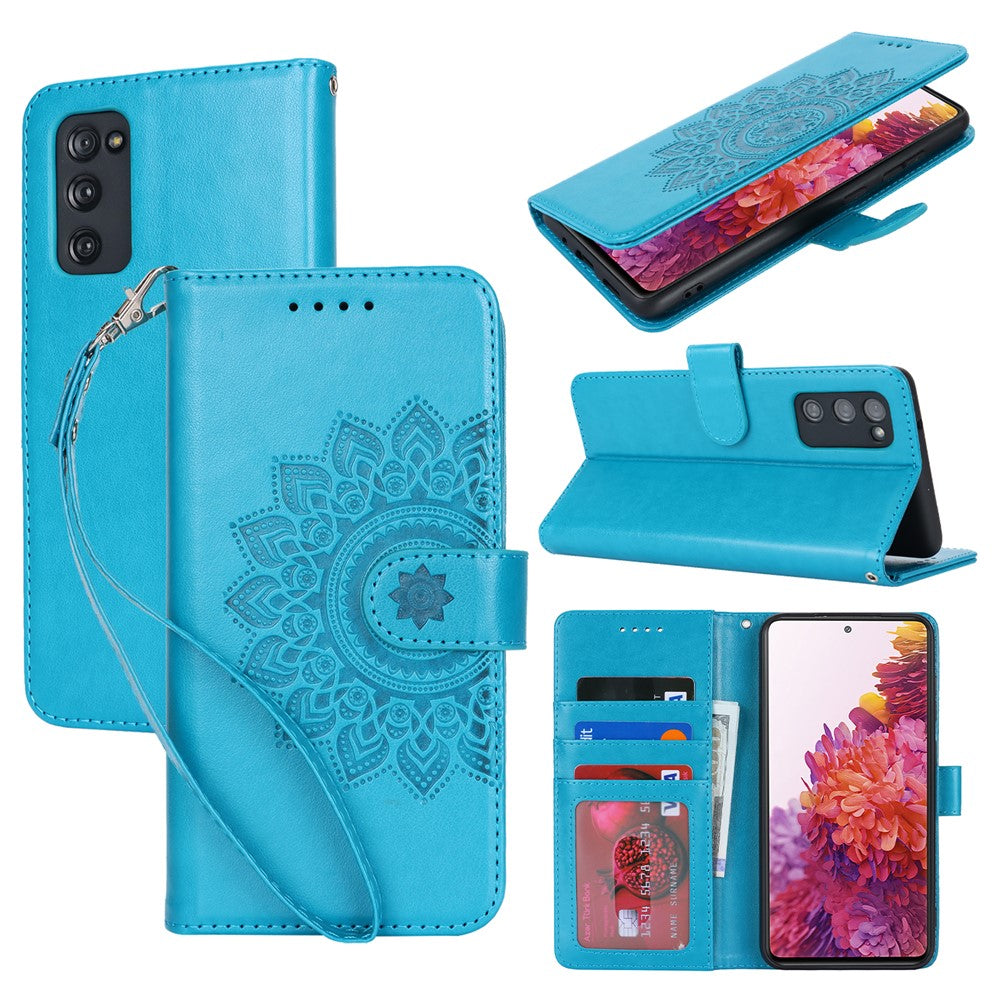 Galaxy S20 FE 4G/5G / S20 Lite / S20 FE 2022 Wallet-Hülle – Mit Musterdruck, Kartenfächer & Riemen