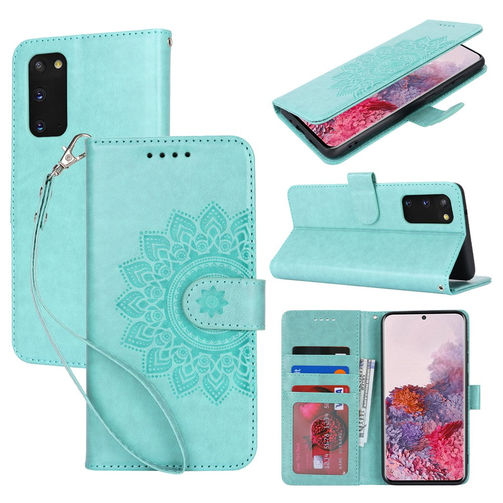 Galaxy S20 4G/5G Wallet-Hülle – Mit Musterdruck, Kartenfächer & Riemen