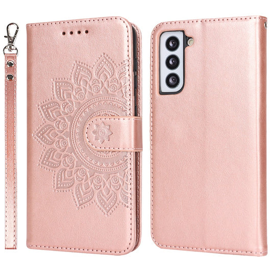 Galaxy S21 5G/4G Wallet-Hülle – Mit Musterdruck, Kartenfächer & Riemen
