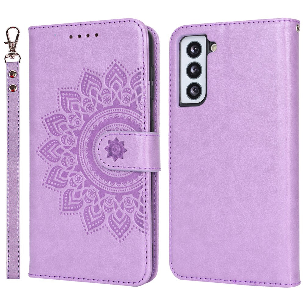 Galaxy S21 5G/4G Wallet-Hülle – Mit Musterdruck, Kartenfächer & Riemen