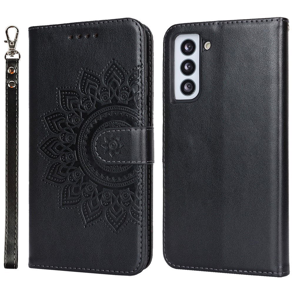 Galaxy S21 5G/4G Wallet-Hülle – Mit Musterdruck, Kartenfächer & Riemen