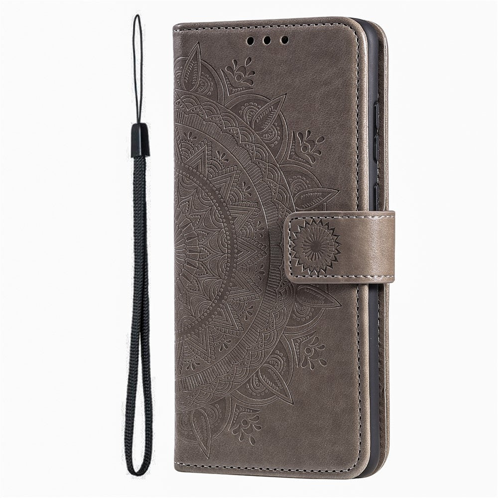 For Xiaomi Redmi K70E 5G / Poco X6 Pro 5G Case PU Leather+TPU Mandala Flower Imprinted Cover with Wrist Strap