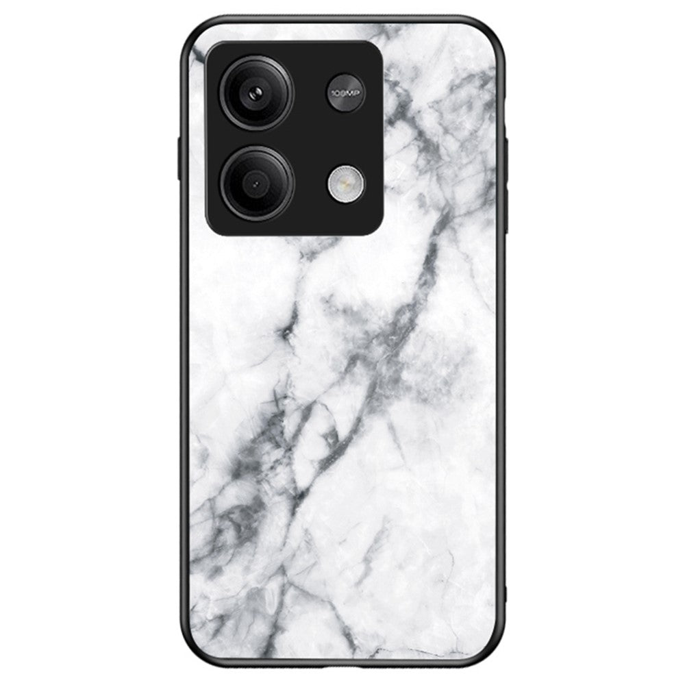 For Xiaomi Redmi Note 13 5G Case Marble Pattern Shockproof Tempered Glass+PC+TPU Cover