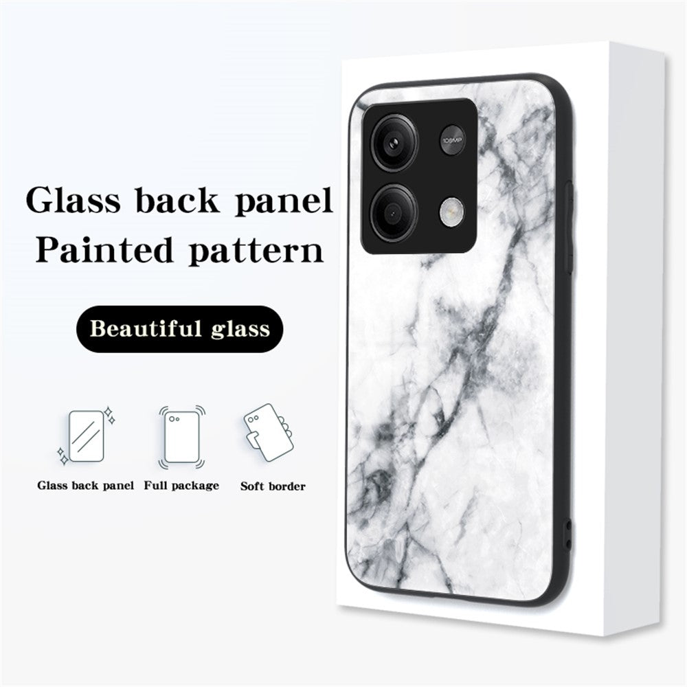 For Xiaomi Redmi Note 13 5G Case Marble Pattern Shockproof Tempered Glass+PC+TPU Cover