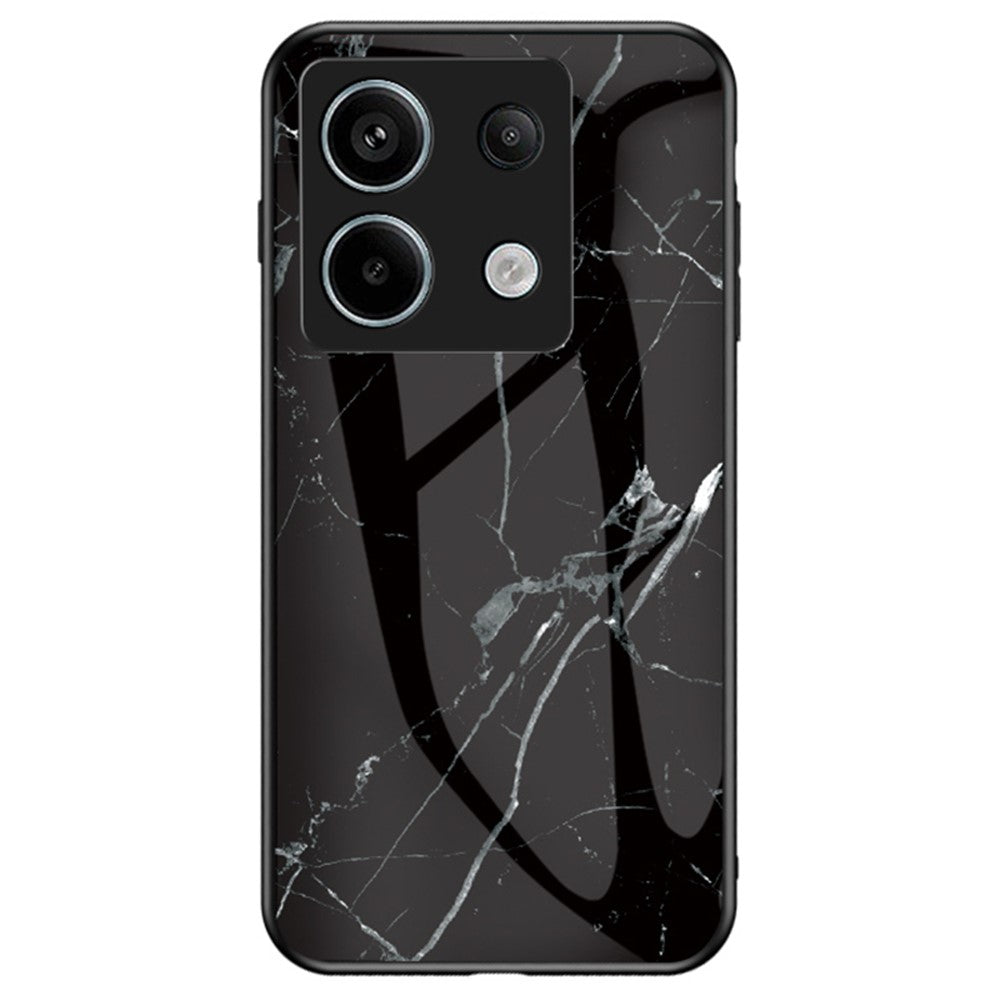 For Xiaomi Redmi Note 13 Pro 5G / Poco X6 5G Case Marble Pattern Scratch-proof Tempered Glass+PC+TPU Phone Shell