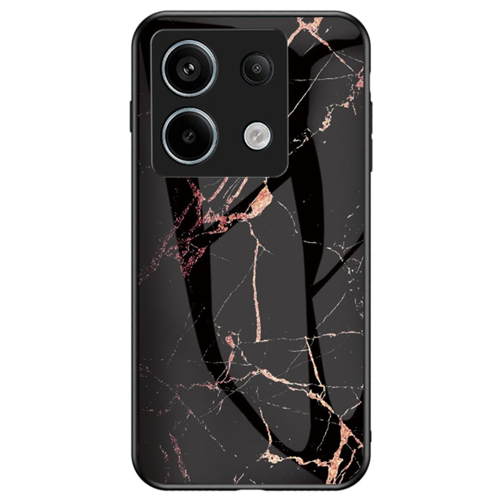 For Xiaomi Redmi Note 13 Pro 5G / Poco X6 5G Case Marble Pattern Scratch-proof Tempered Glass+PC+TPU Phone Shell