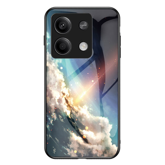 Xiaomi Redmi Note 13 5G Handyhülle – Gehäuse aus gehärtetem Glas + PC + TPU-Rückenschutz mit Sternenhimmel-Muster