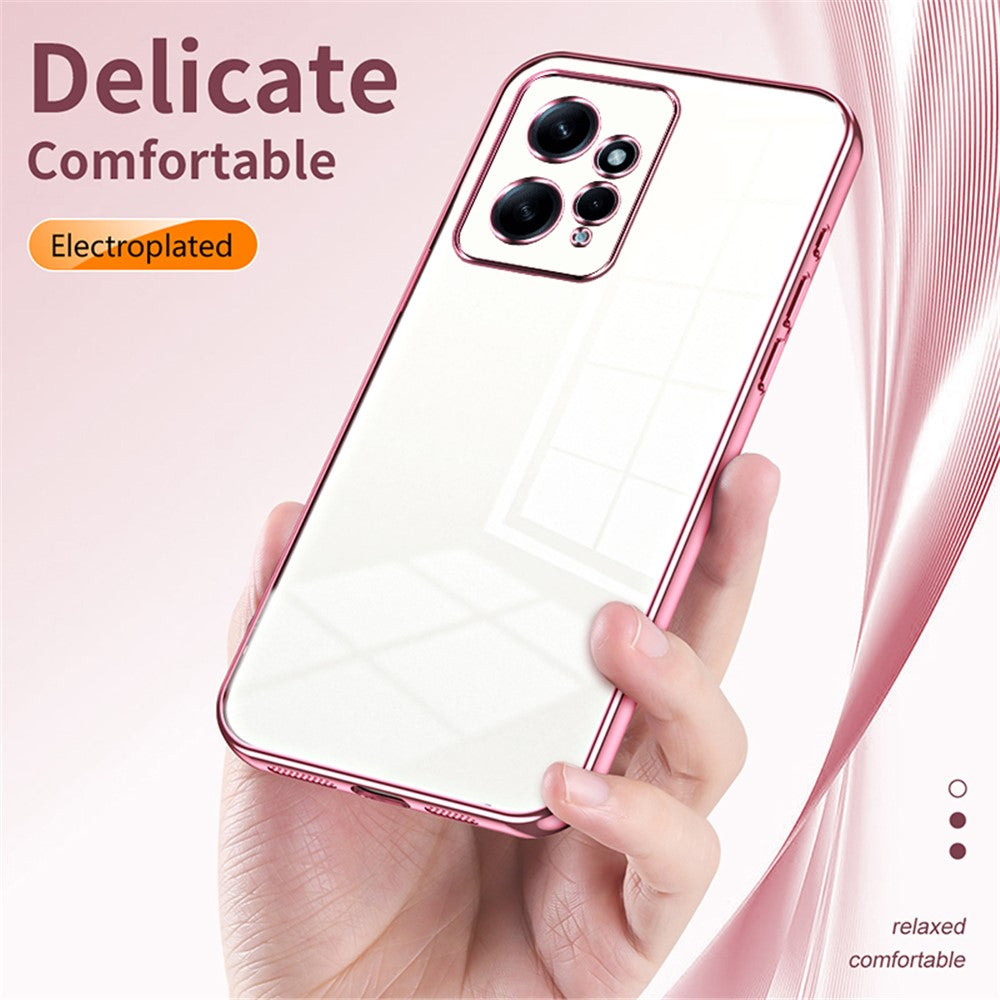 For Xiaomi Redmi Note 12 4G TPU Case Electroplated Crystal Clear Precise Lens Cutout Phone Cover