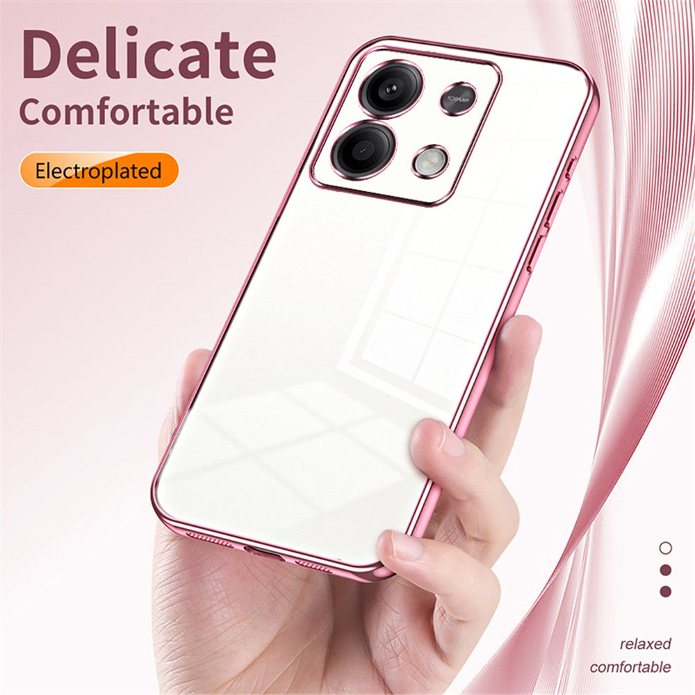 For Xiaomi Redmi Note 13 5G Cell Phone Case Electroplated Crystal Clear Cover with Precise Lens Cutout
