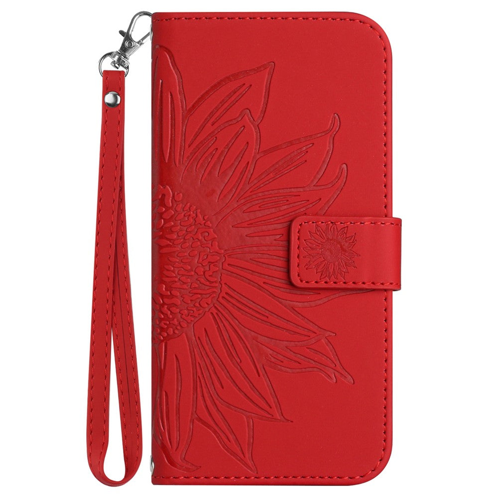 Galaxy A35 5G Wallet-Hülle – Sonnenblume aufgedruckt, mit Ständer & Riemen