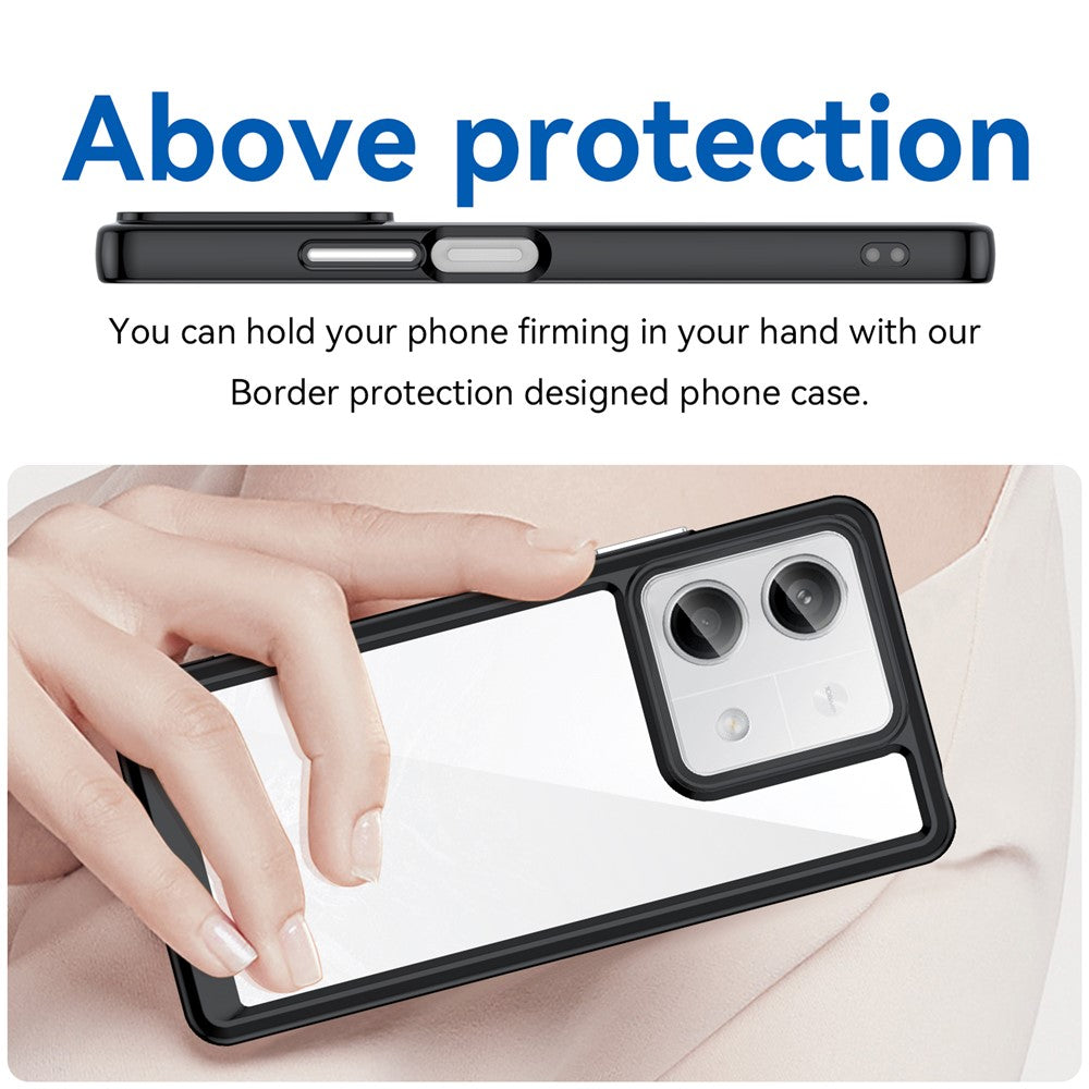 For Xiaomi Redmi Note 13 5G Phone Case Colorful TPU Frame+Acrylic Clear Back