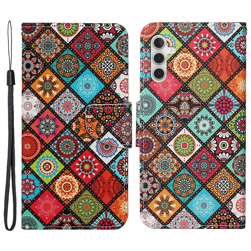 Galaxy A55 5G Wallet-Hülle – Musterdruck, mit Ständer & Riemen