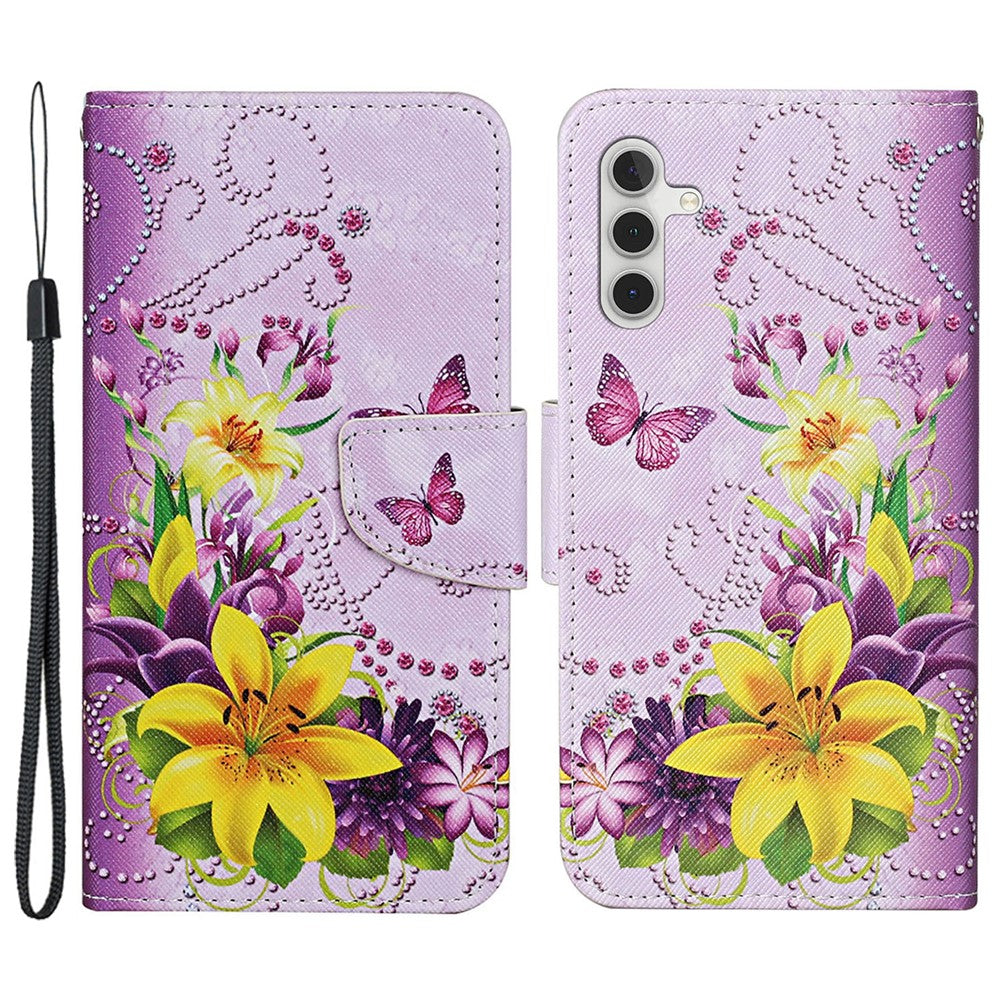 Galaxy A55 5G Wallet-Hülle – Musterdruck, mit Ständer & Riemen