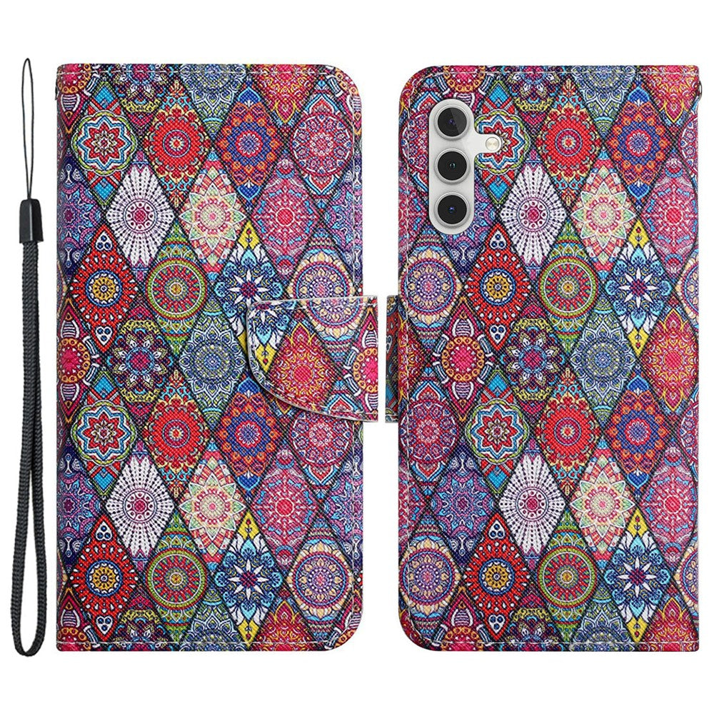 Galaxy A35 5G Wallet-Hülle – Musterdruck, mit Ständer & Riemen