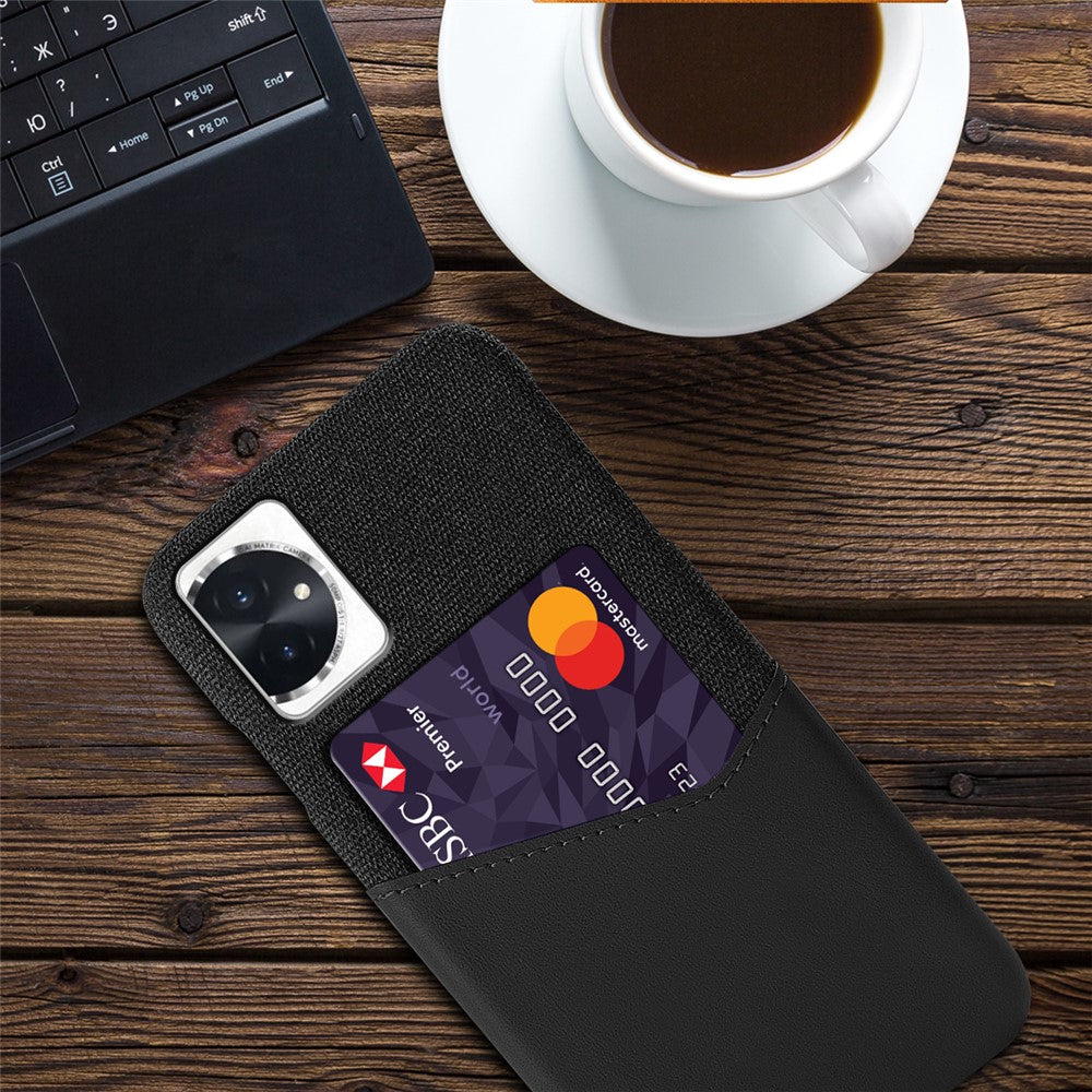 Cloth Texture Phone Case for Honor 100 5G PU Leather + PC Cover with Card Slot