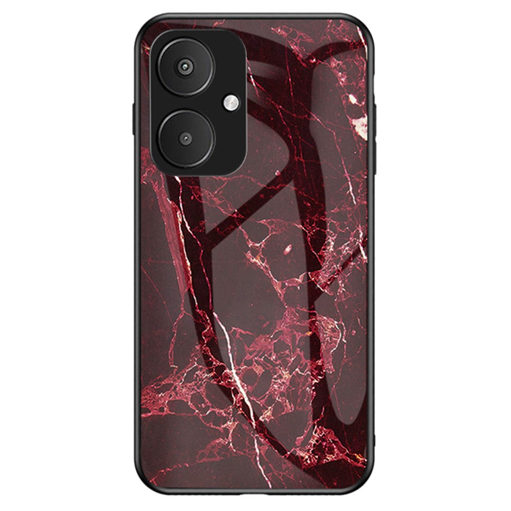 For Xiaomi Redmi 13C 5G / 13R 5G / Poco M6 5G Marble Pattern Case Tempered Glass+PC+TPU Cover