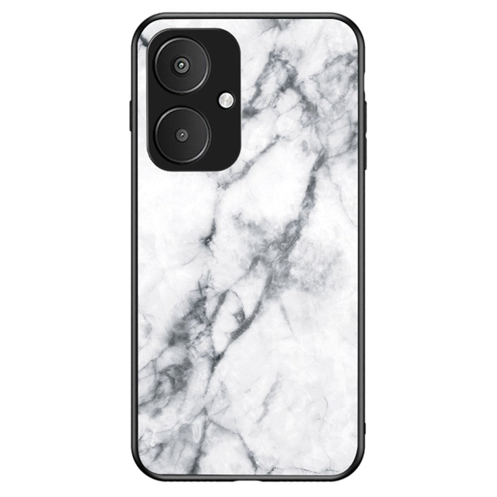 For Xiaomi Redmi 13C 5G / 13R 5G / Poco M6 5G Marble Pattern Case Tempered Glass+PC+TPU Cover