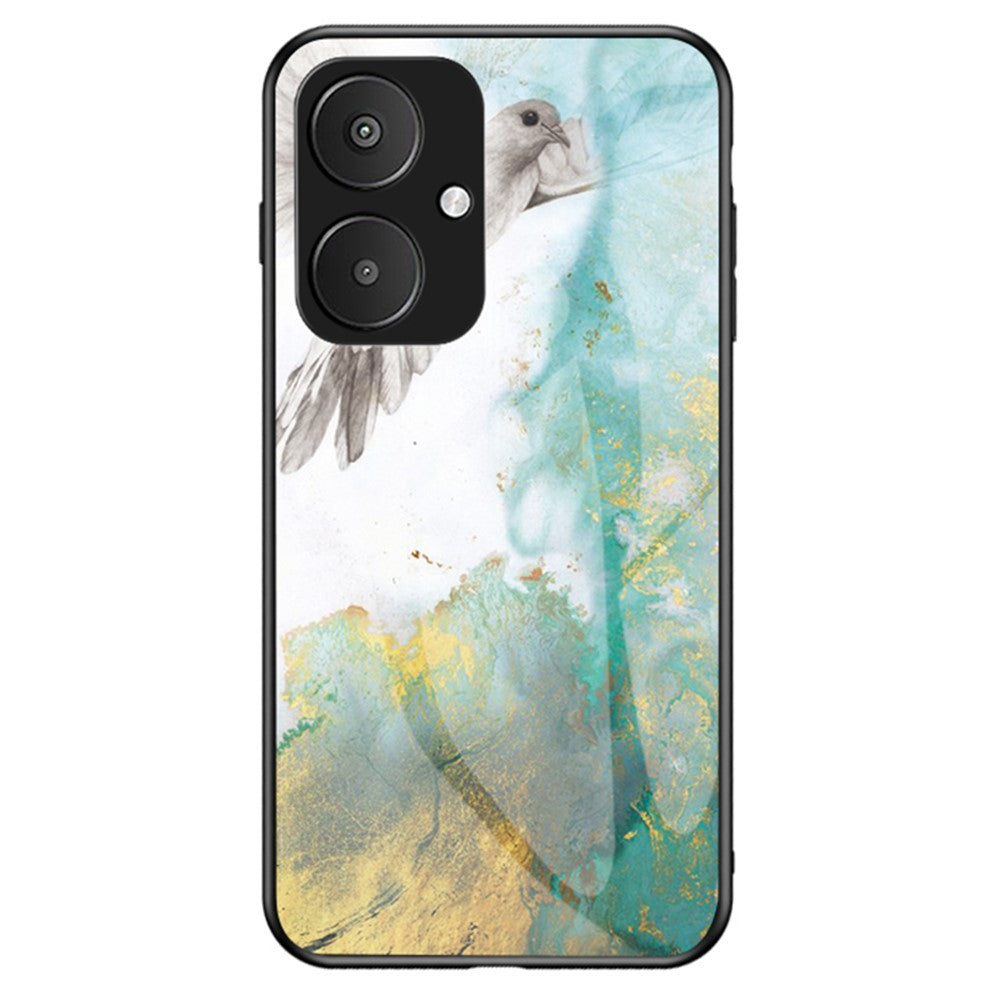 For Xiaomi Redmi 13C 5G / 13R 5G / Poco M6 5G Marble Pattern Case Tempered Glass+PC+TPU Cover