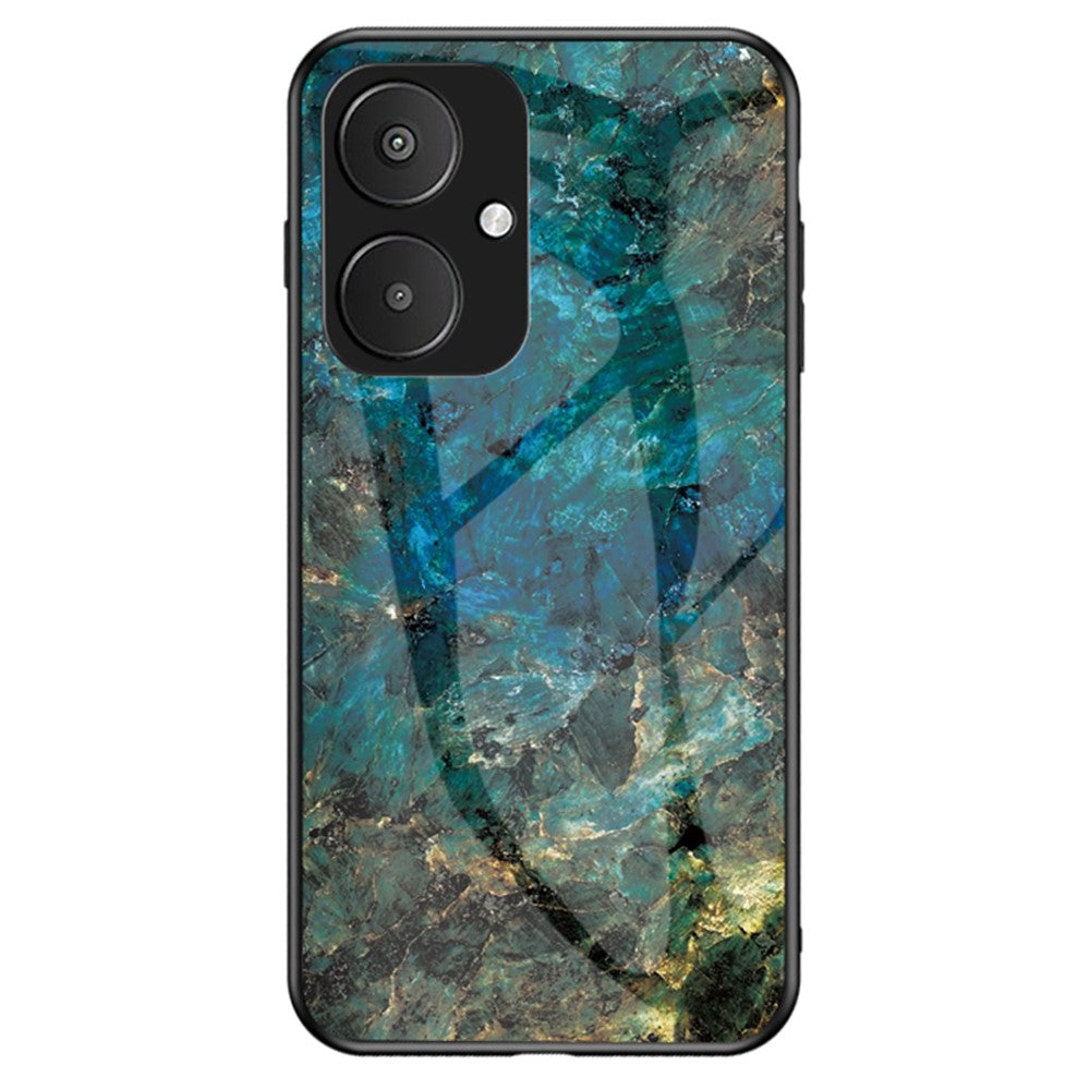 For Xiaomi Redmi 13C 5G / 13R 5G / Poco M6 5G Marble Pattern Case Tempered Glass+PC+TPU Cover