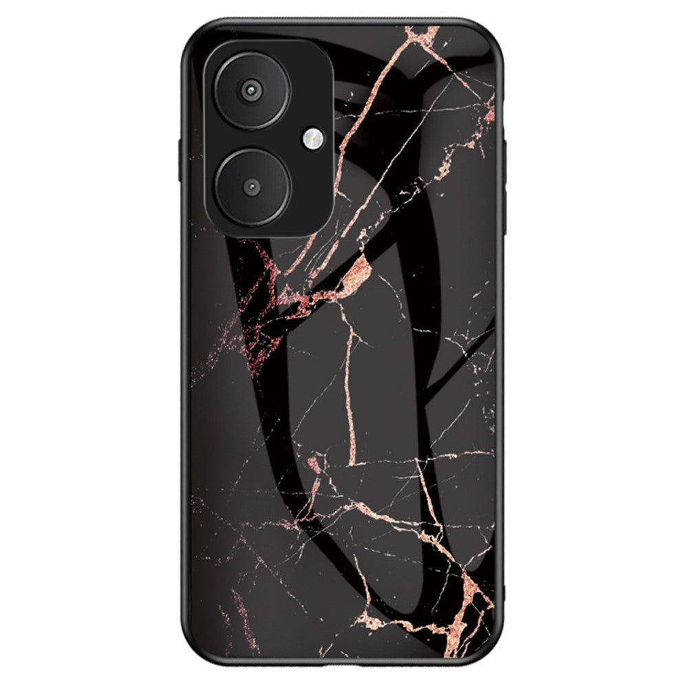 For Xiaomi Redmi 13C 5G / 13R 5G / Poco M6 5G Marble Pattern Case Tempered Glass+PC+TPU Cover