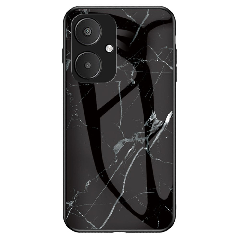 For Xiaomi Redmi 13C 5G / 13R 5G / Poco M6 5G Marble Pattern Case Tempered Glass+PC+TPU Cover