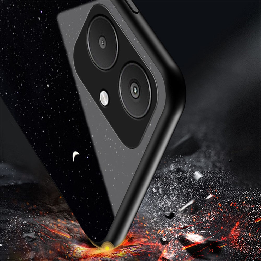 For Xiaomi Redmi 13C 5G / 13R 5G / Poco M6 5G Tempered Glass Phone Case Starry Sky Pattern
