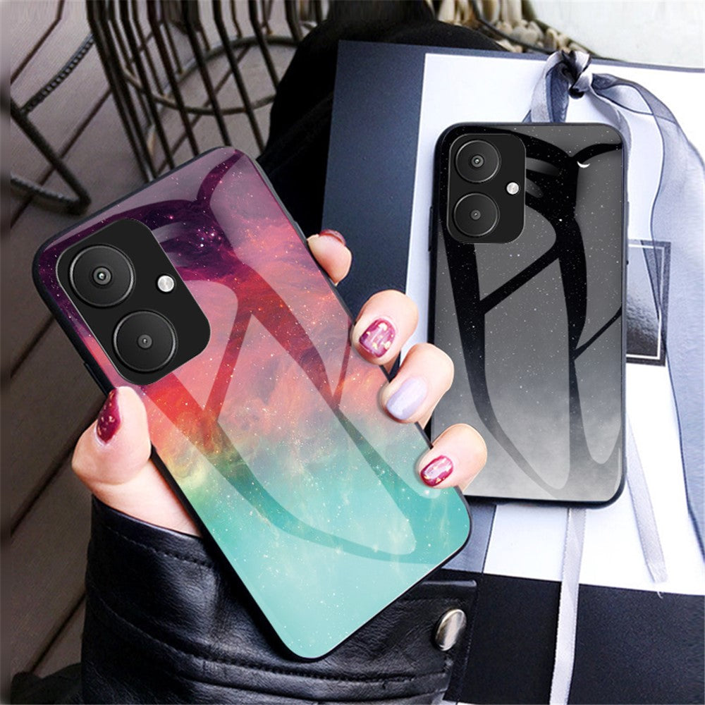 For Xiaomi Redmi 13C 5G / 13R 5G / Poco M6 5G Tempered Glass Phone Case Starry Sky Pattern