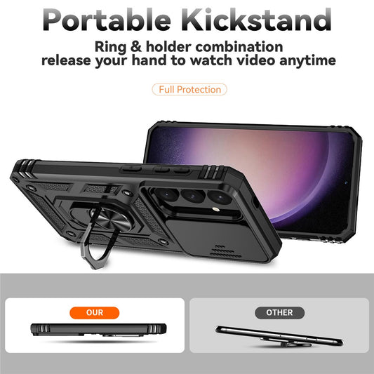 Galaxy S24 Stoßfeste Schutzhülle – mit Kameraschutz-Schieber & 360° Ringhalter