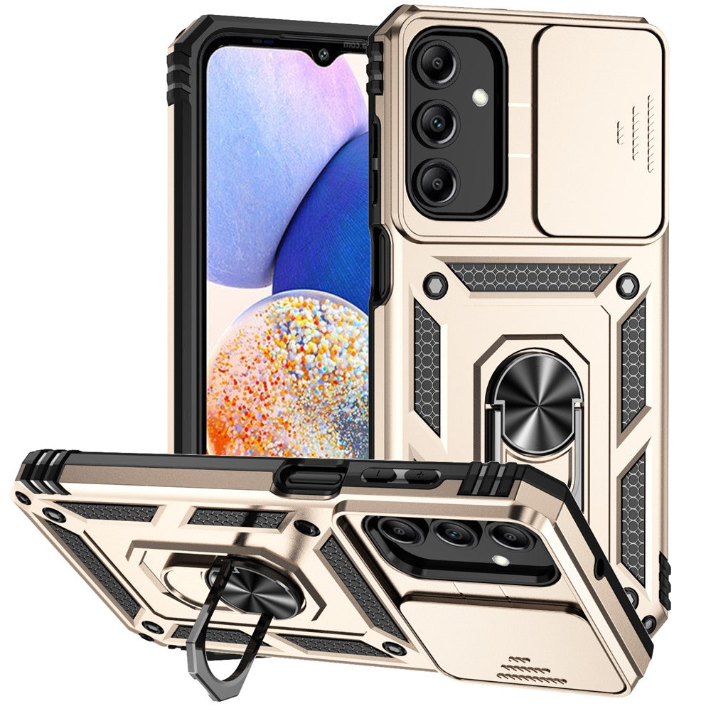 Galaxy A15 5G Stoßfeste Schutzhülle – mit Kameraschutz-Schieber & 360° Ringhalter