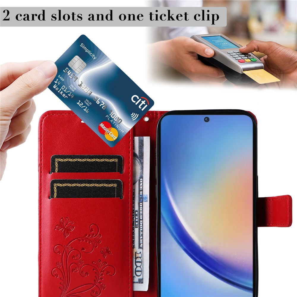 Galaxy A35 5G Wallet-Hülle – Schmetterling Aufgedruckt & Mit Ständer und Riemen