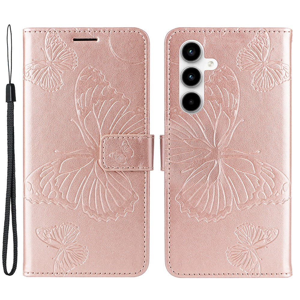 Galaxy A35 5G Wallet-Hülle – Schmetterling Aufgedruckt & Mit Ständer und Riemen
