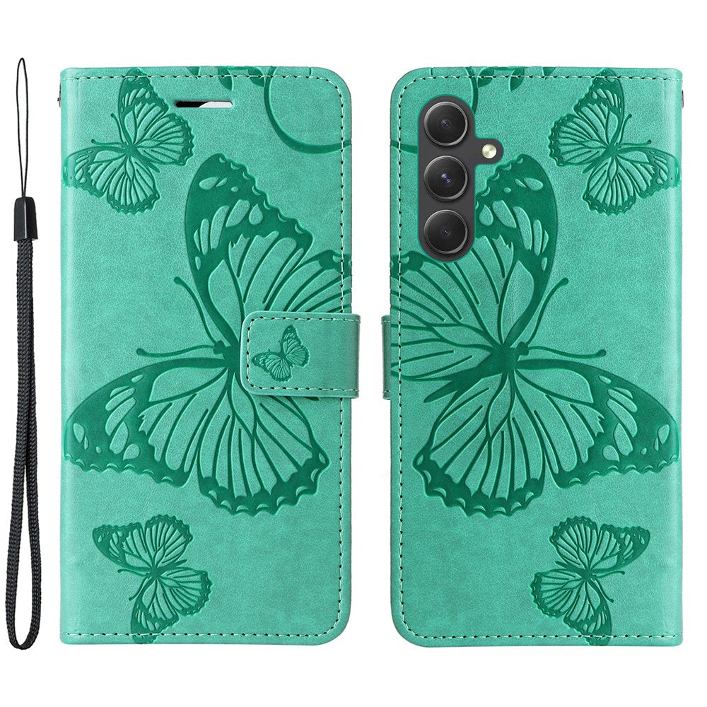 Galaxy A55 5G Wallet-Hülle – Schmetterling Aufgedruckt & Mit Ständer und Riemen