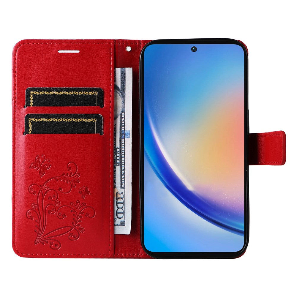 Galaxy A55 5G Wallet-Hülle – Schmetterling Aufgedruckt & Mit Ständer und Riemen