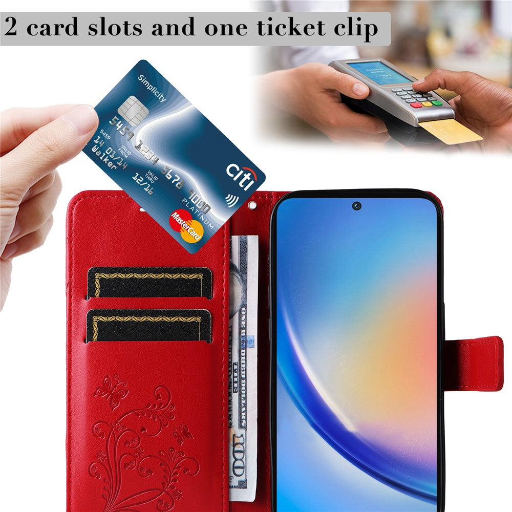 Galaxy A55 5G Wallet-Hülle – Schmetterling Aufgedruckt & Mit Ständer und Riemen
