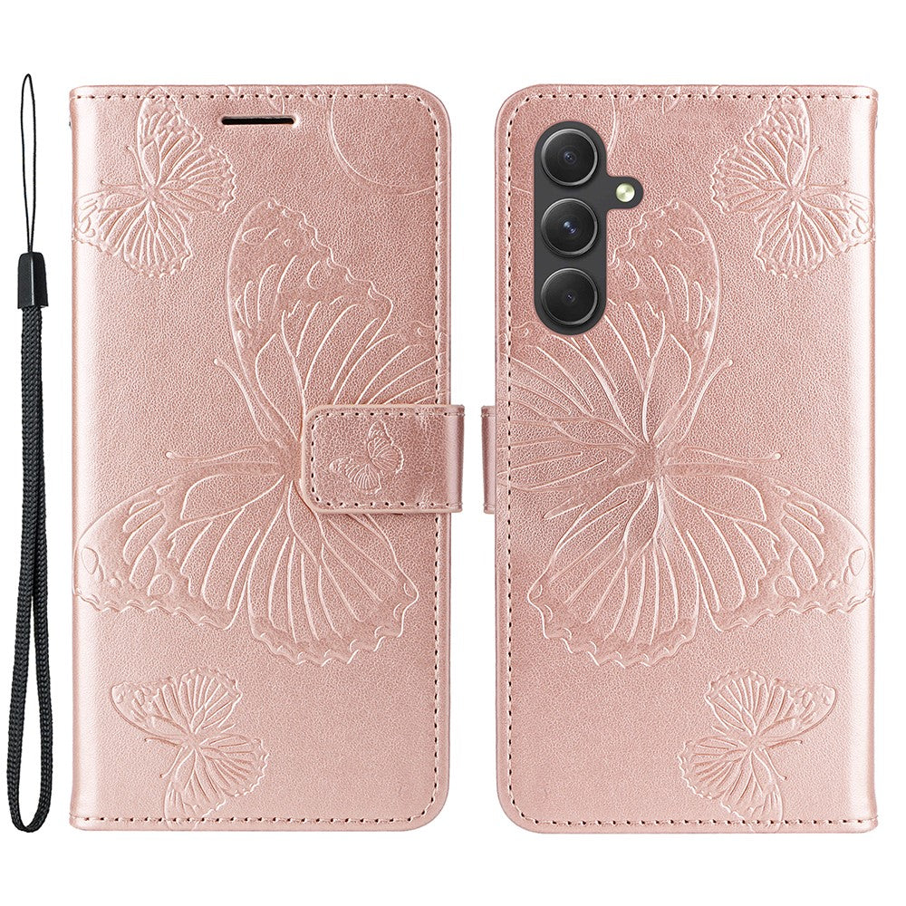 Galaxy A55 5G Wallet-Hülle – Schmetterling Aufgedruckt & Mit Ständer und Riemen