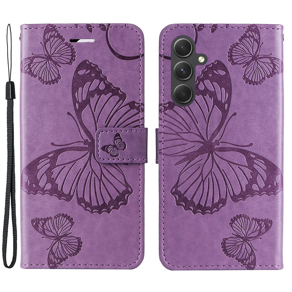 Galaxy A55 5G Wallet-Hülle – Schmetterling Aufgedruckt & Mit Ständer und Riemen
