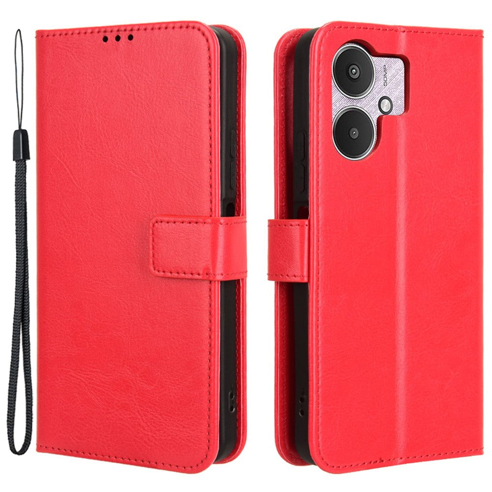 For Xiaomi Redmi 13C 5G / 13R 5G / Poco M6 5G Wallet Case PU Leather Crazy Horse Texture Flip Phone Cover
