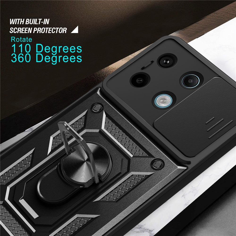 For Xiaomi Redmi Note 13 Pro 5G / Poco X6 5G Case Kickstand Slide Lens Window Phone Cover