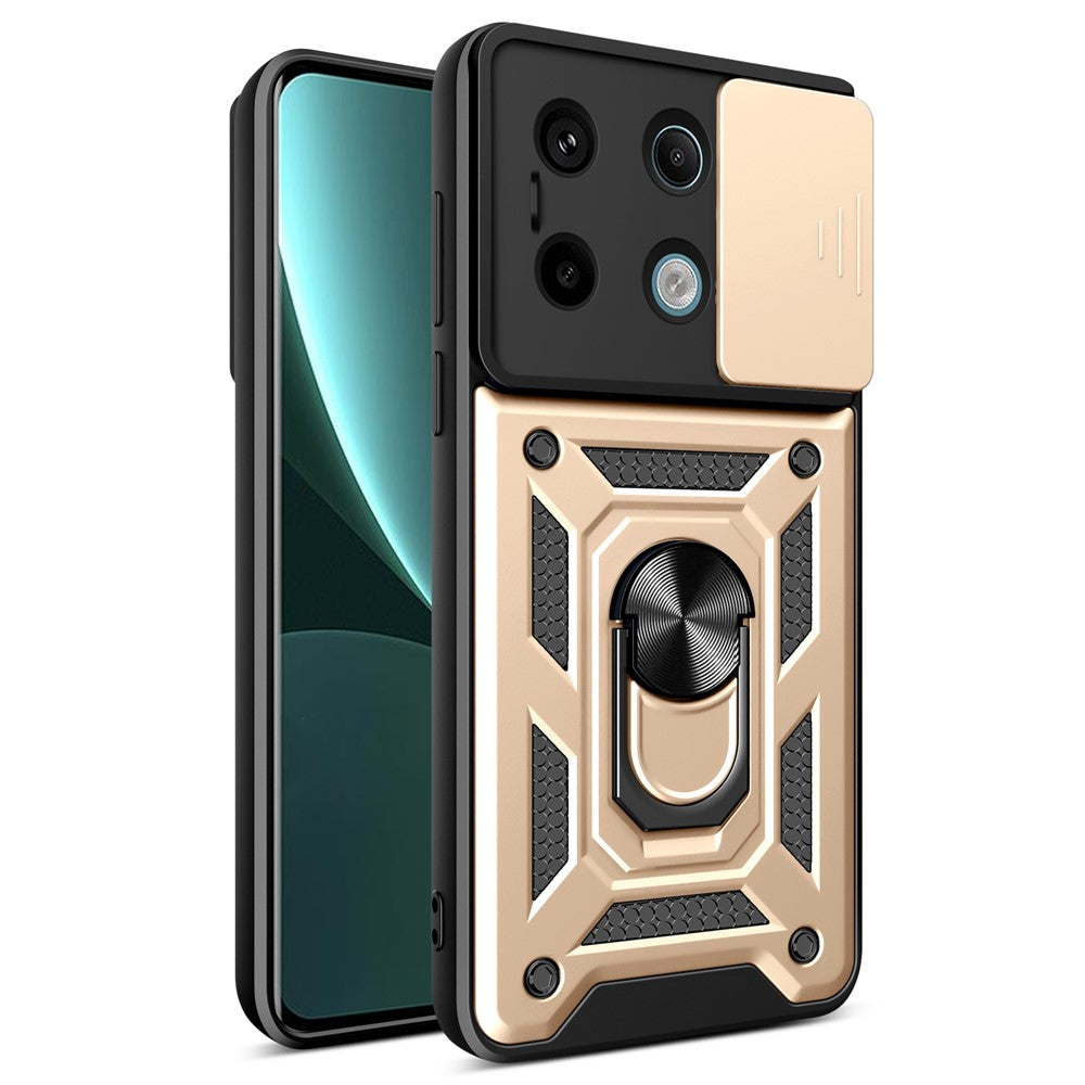 For Xiaomi Redmi Note 13 Pro 5G / Poco X6 5G Case Kickstand Slide Lens Window Phone Cover