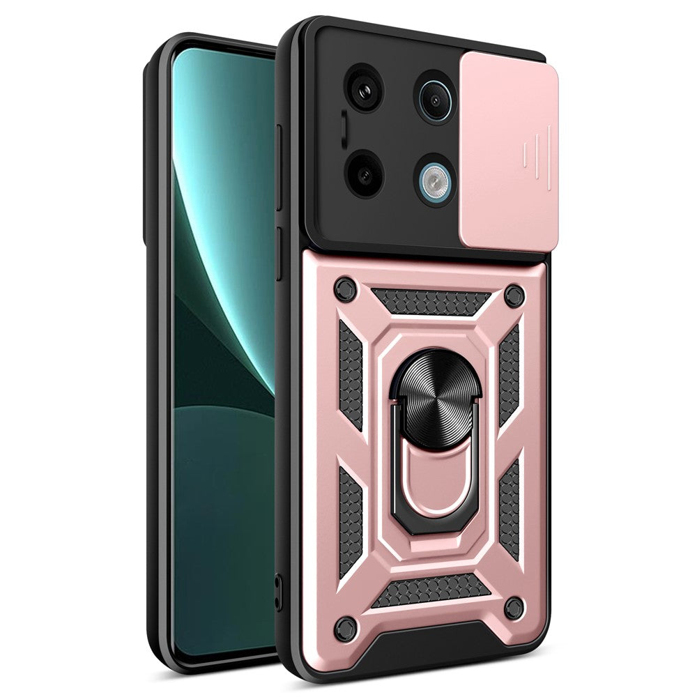 For Xiaomi Redmi Note 13 Pro 5G / Poco X6 5G Case Kickstand Slide Lens Window Phone Cover