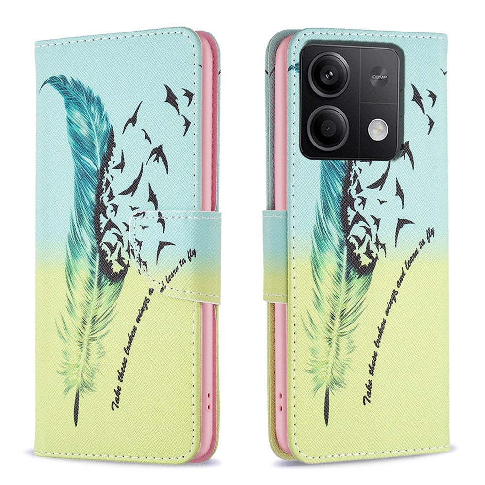 For Xiaomi Redmi Note 13 4G Pattern Leather Phone Case Wallet Cover