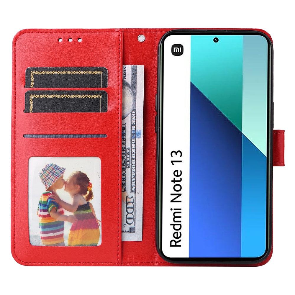 For Xiaomi Redmi Note 13 4G Case Wallet Imprinted Phone Cover with Hand Strap