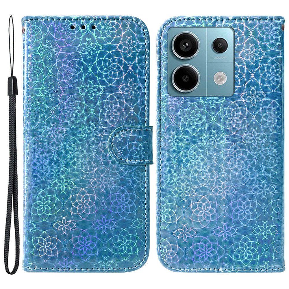 For Xiaomi Redmi Note 13 Pro 5G / Poco X6 5G Magnetic Case Dazzling Flower Phone Wallet Cover