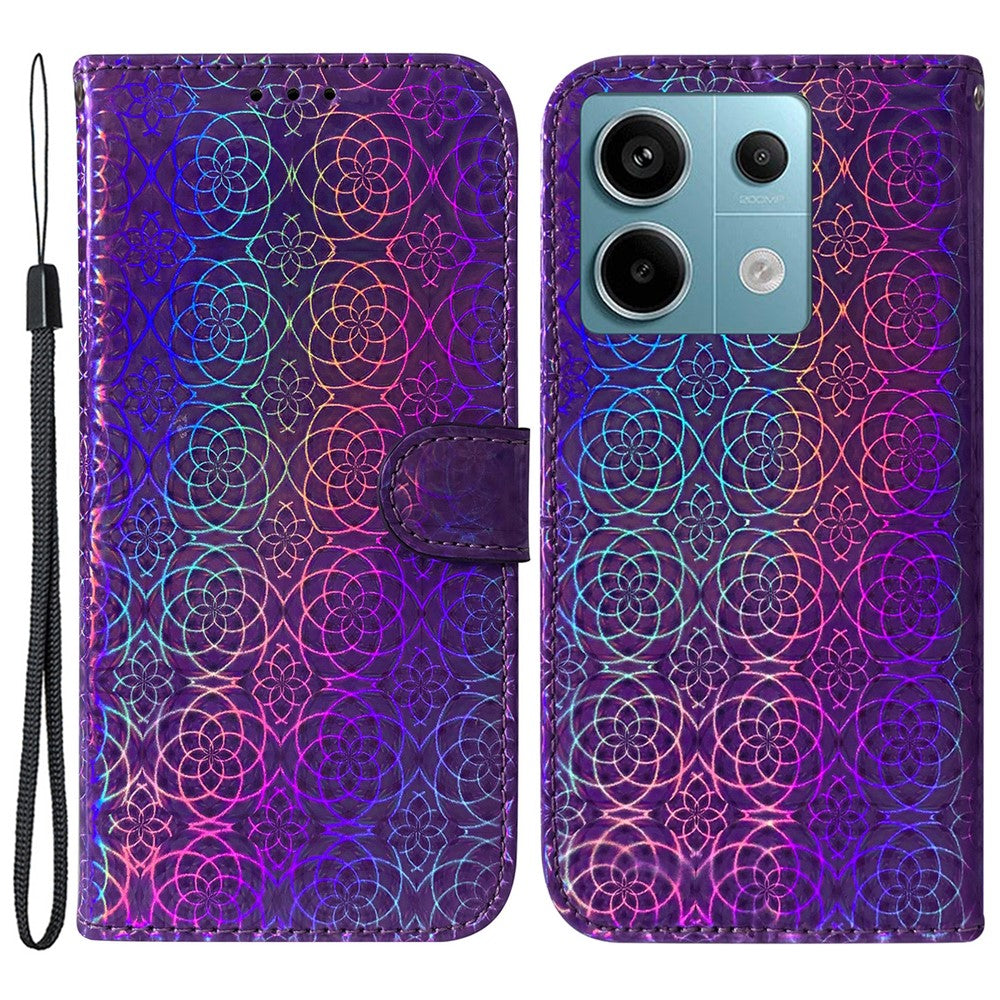 For Xiaomi Redmi Note 13 Pro 5G / Poco X6 5G Magnetic Case Dazzling Flower Phone Wallet Cover